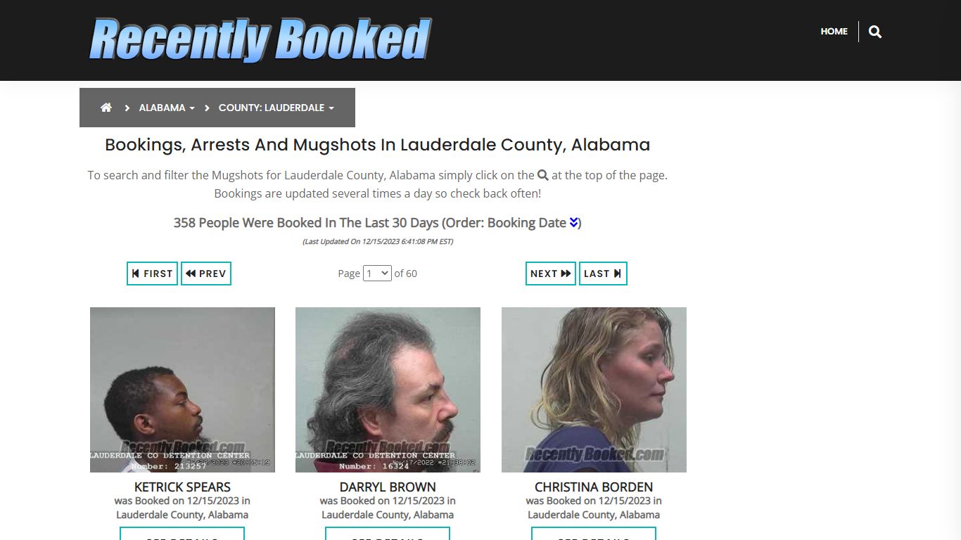 Bookings, Arrests and Mugshots in Lauderdale County, Alabama